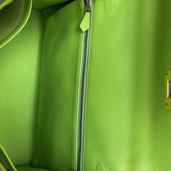 Authentic 1995 Hermes SAC KELLY II SELLIER 32 VACHE FJORD Vert Cru green - Picture 11 of 14